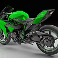 Green And Black Modern High Performance Sports Motorcycle On
