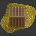 Traditional Well Design Garden Ornament With Brown Tile Roof Wooden Structure And Stone Base