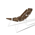 Modern Wooden Lounge Chair With Sleek Metal Frame And Reclining Structure