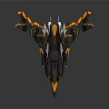 Futuristic Black And Orange Fighter Jet 3D Model With Sharp Wings And Aerodynamic Design