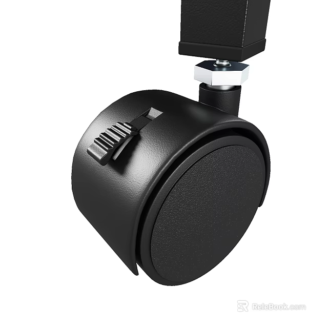 Black Heavy Duty Caster Wheel With Brake And Rubber Tread For Furniture Applications 3d model 