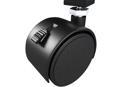 Black Heavy Duty Caster Wheel With Brake And Rubber Tread For Furniture Applications 3d model