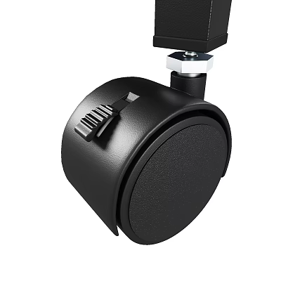 Black Heavy Duty Caster Wheel With Brake And Rubber Tread For Furniture Applications 3d model