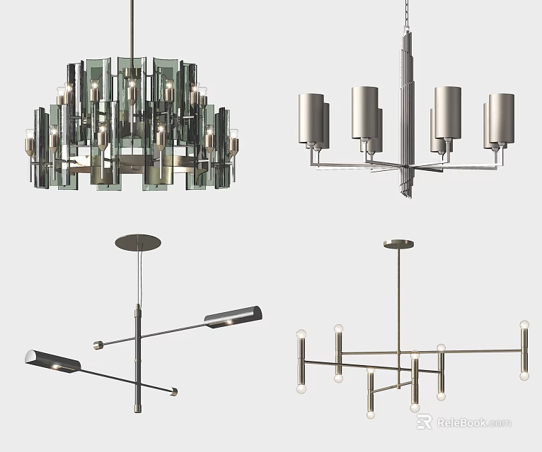 Modern Chandelier Designs Featuring Multiple Arms Glass Elements And Metal Structures For Interior Decor 3d model