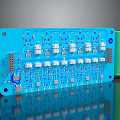 Blue Circuit Board With Various Electronic Components And Green Component 3d model