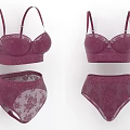 Elegant Purple Lace Pattern Lingerie Set With Bra And Panty Design