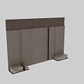 Modern Bedroom Accent Wall With Wooden Top Fabric Panels And Marble Bases