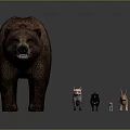 Realistic Brown Bear With Small Animals In Wildlife Model Display Scene 3d model
