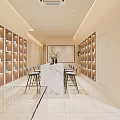 Modern Retail Store Interior With Elegant Shelves Glass Table Displayed Items And Decorative Plants