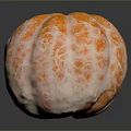 Peeled Tangerine With Orange And White Textured Surface On Dark Background With Reflection