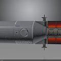 White Cylindrical Spacecraft Module Featuring Blue Logo Red Propulsion System For Starship Exploration Missions 3d model