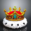 Golden Crown With Red Lining Blue Red Gemstones Cross Top Spikes Feather Base Black Accents