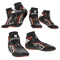 Black And Orange High Top Racing Shoes With Alpinestars Logo And Sporty Design