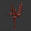 Fantasy Character With White Crystal Wings Purple Skin Green Purple Hair And Black Outfit