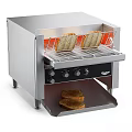 Stainless Steel Toaster Oven With Control Knobs Tray And Toasted Bread Slices 3d model