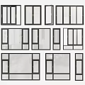 Various Modern Window Designs With Different Frame Styles And Glass Panels 3d model