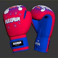 SUMMA Pink And Blue Boxing Gloves With White Pattern Training Equipment 3d model
