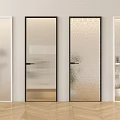 Modern Interior Swing Doors With Various Glass Designs And Black White Frames 3d model