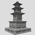 Traditional Stone Pagoda Multi Tiered Structure With Carved Base Ancient Oriental Design