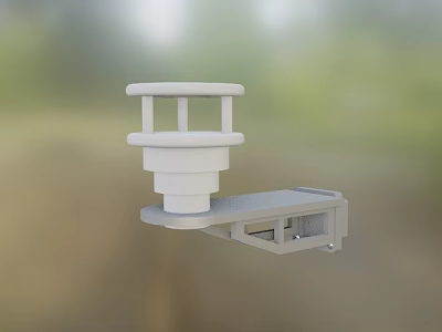 Roadside Traffic Monitoring Device with White Cylindrical Structure and Mounting Base 3d model