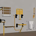 Bathroom Safety Grab Bars Shower Seats And Wall Mounted Shelves With Gold Finish