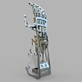 Industrial Metal Mechanical Device Featuring Silver Frame And Multiple Components