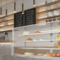 Milk Tea Shop Interior With Glass Display And Pendant Lights