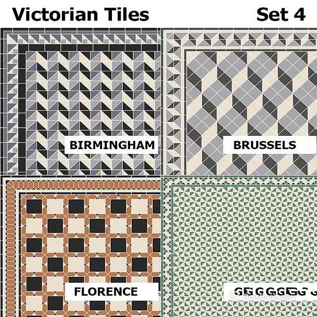 Geometric Floor Tile Designs Featuring Birmingham Brussels Patterns And Styles 3d model 