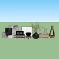 Minimalist Modern Decorative Accessories Set With Ceramic Vase Dried Flowers Wooden Frame And Books