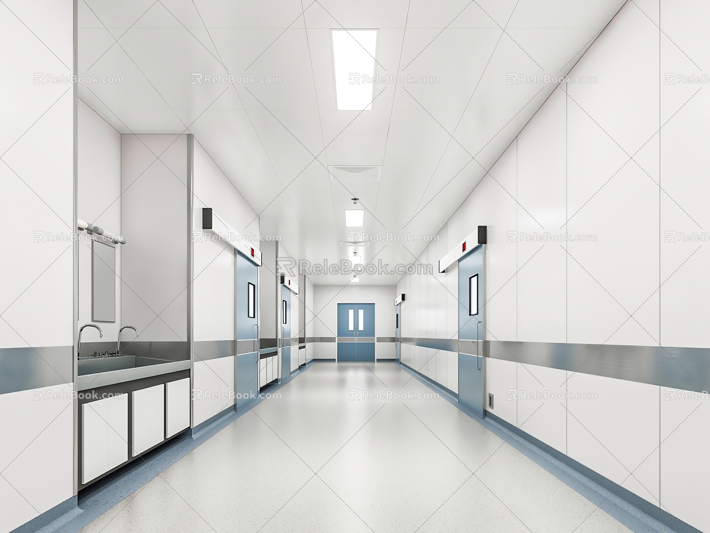 Hospital Clean Corridor 3d model