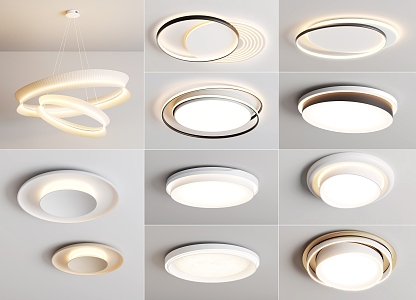 Lamp combination ceiling lamp round ceiling lamp chandelier lamp combination 3d model