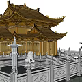 Ancient Chinese Architecture Featuring Multiple Tiered Roofs Yellow Main Hall Red Walls And Ornate Eaves