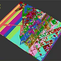 3D Urban Area Master Plan Model With Waterfront Green Spaces Buildings And Road Network