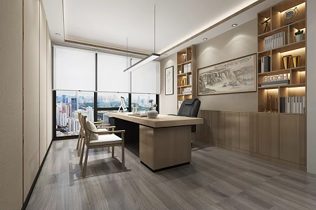 New Chinese Office Manager Office 3d model