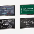 Blackboards In Classroom With Educational Content And School Learning Themes