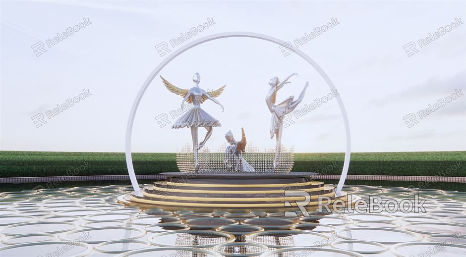 Modern City Sculpture Sculpture Setches Swan Dance model