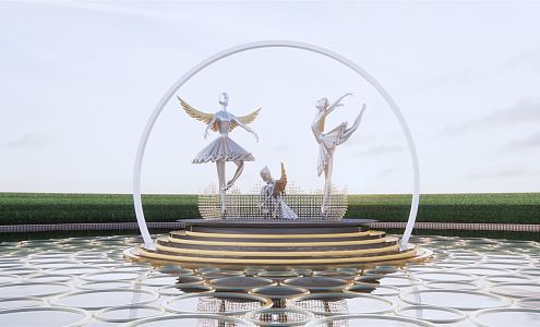 Modern City Sculpture Setches Swan Dance 3d model