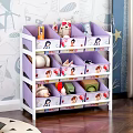 Pink Multi Layer Storage Organizer With Cartoon Drawers For Kids Room Household Items