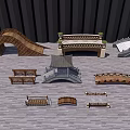 Various Bridge Models With Arch Flat Wooden And Stone Designs 3d model