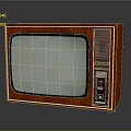 Vintage Electronic Television With Wooden Cabinet Gray Screen And Retro Panel