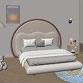 Cozy Kids Room Interior with Round Headboard Bed Teddy Bear Colorful Art and Animal Rug
