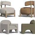 Modern Minimalist Single Sofa With Upholstered Seats Wooden Legs And Neutral Earthy Tones