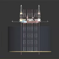 Offshore Oil Drilling Platform Structure With Marine Drilling Equipment And Underwater Supports