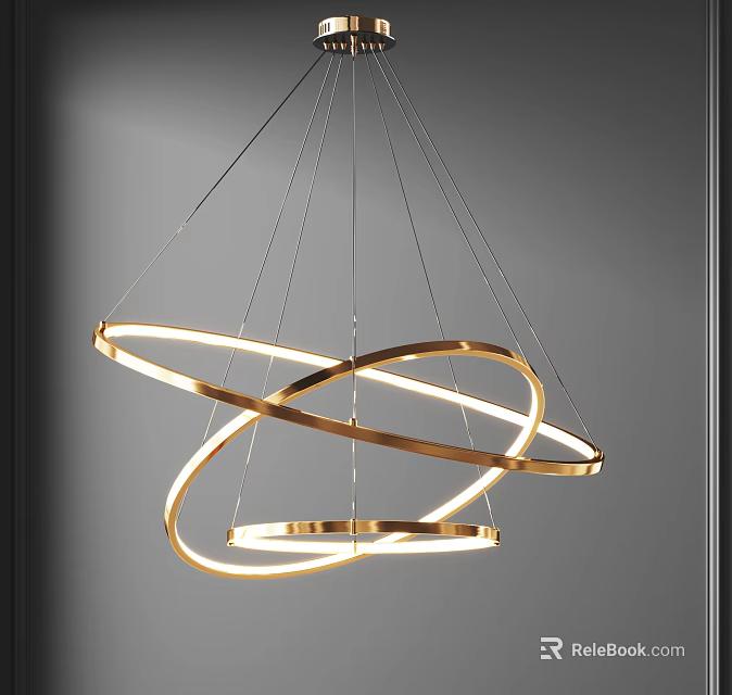 Modern Golden Intertwined Rings Chandelier With LED Lighting For Contemporary Spaces 3d model 