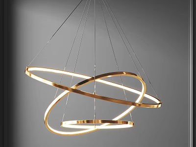 Modern Golden Intertwined Rings Chandelier With LED Lighting For Contemporary Spaces 3d model