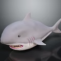 Gray Shark Plush Toy With Open Mouth Sharp Teeth And Pink Gill Lines