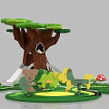 Interactive Play Area with Tree House Slide Mushrooms Paths and Animal Figures