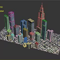3D Urban City Model With Skyscrapers Detailed Layout And Streets Design