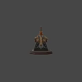 Copper Colored Water Vehicle Model With Sharp Bow On Wooden Base