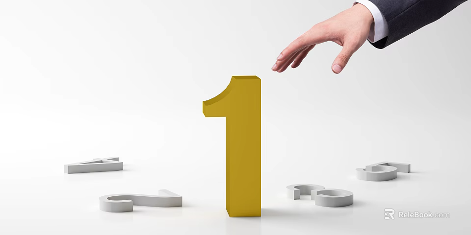 Hand Selecting Top Business Equipment Represented By Golden Number One Among Others 3d model 